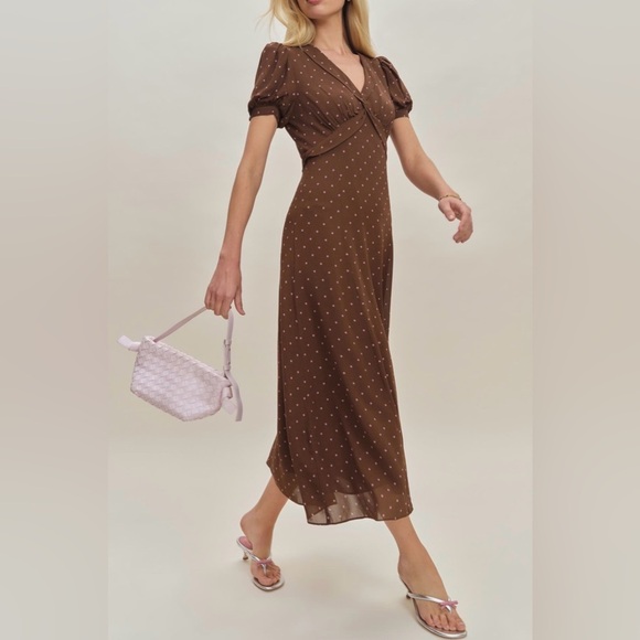 Reformation x Devon Lee Carlson Michelle Puff Sleeve Dress B2581 - Picture 3 of 9